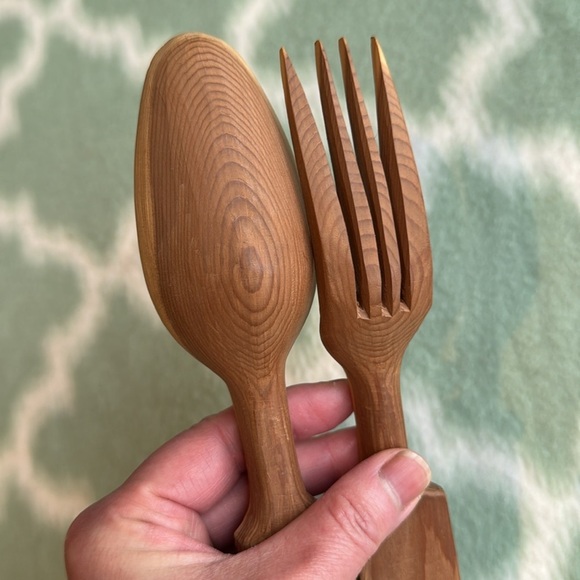 Vintage Handcrafted Wooden Spoon and Fork Set from Black Forest region - Picture 7 of 8